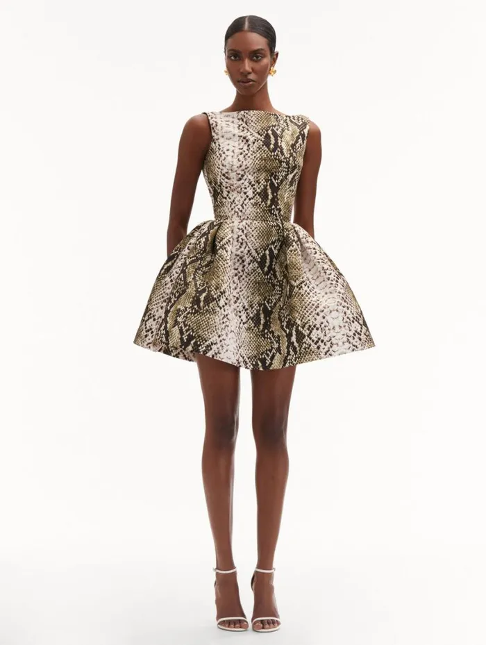 Women Snake Faille Cocktail Dress Olive Oscar De La Renta Dresses Women Snake Faille Cocktail Dress Olive Oscar De La Renta Dresses
