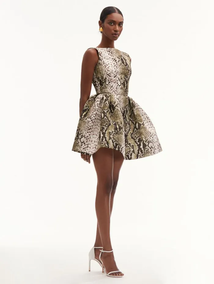 Women Snake Faille Cocktail Dress Olive Oscar De La Renta Dresses Women Snake Faille Cocktail Dress Olive Oscar De La Renta Dresses