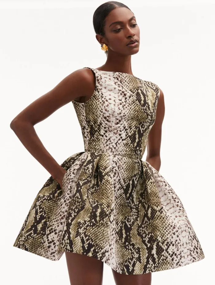 Women Snake Faille Cocktail Dress Olive Oscar De La Renta Dresses Women Snake Faille Cocktail Dress Olive Oscar De La Renta Dresses