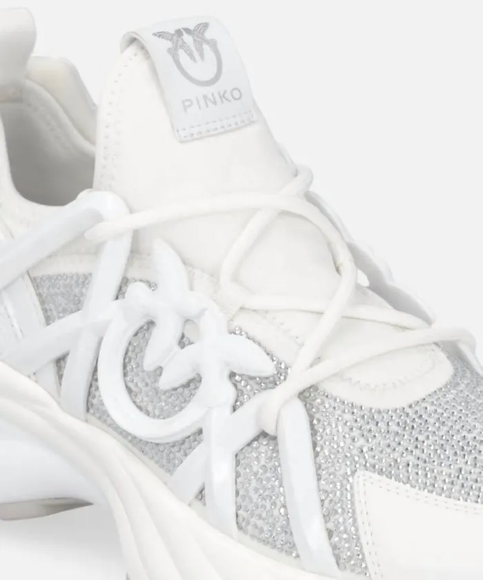 Women Sneakers Pinko Ariel Sneakers With Crystals Whitecrystal Women Sneakers Pinko Ariel Sneakers With Crystals Whitecrystal