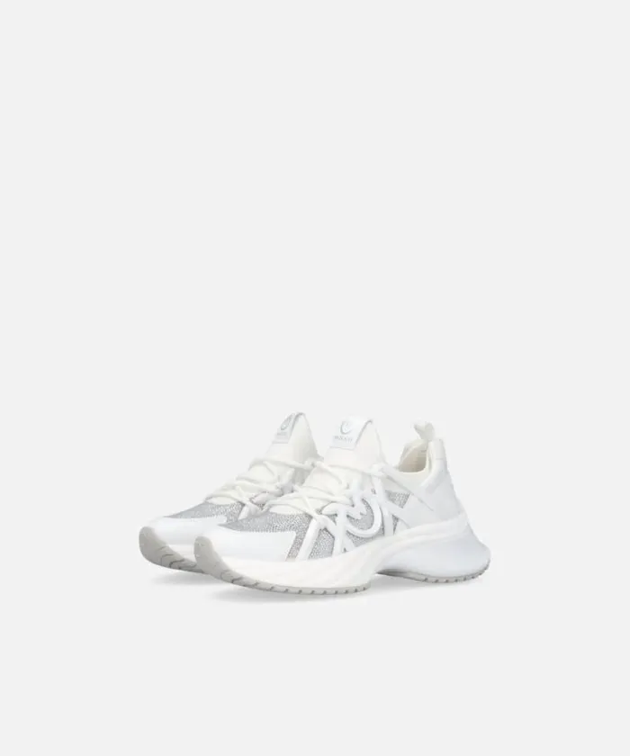 Women Sneakers Pinko Ariel Sneakers With Crystals Whitecrystal Women Sneakers Pinko Ariel Sneakers With Crystals Whitecrystal