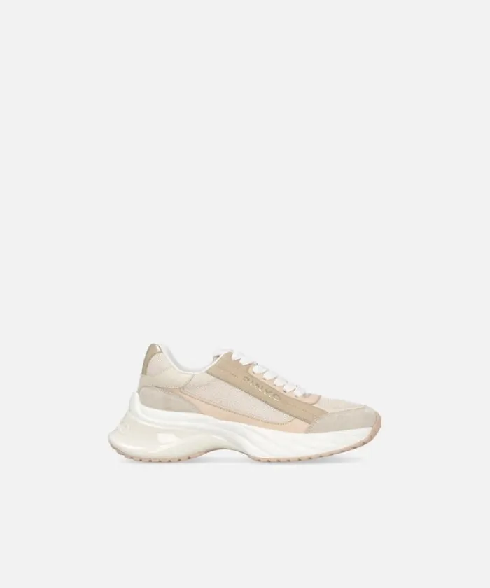 Women Sneakers Pinko Ariel Sneakers With Logo And Leather And Suede Details Nudewhite Women Sneakers Pinko Ariel Sneakers With Logo And Leather And Suede Details Nudewhite