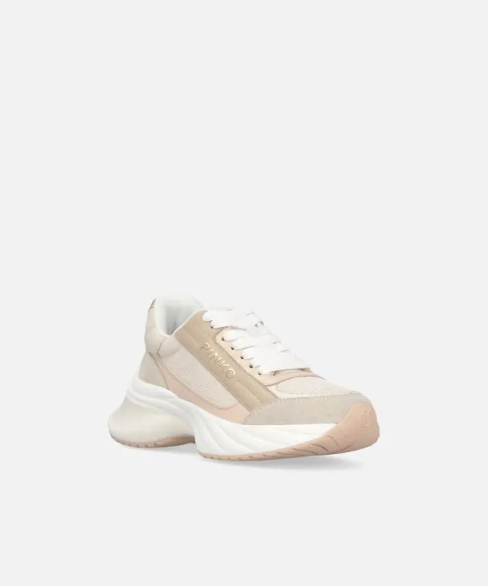 Women Sneakers Pinko Ariel Sneakers With Logo And Leather And Suede Details Nudewhite Women Sneakers Pinko Ariel Sneakers With Logo And Leather And Suede Details Nudewhite