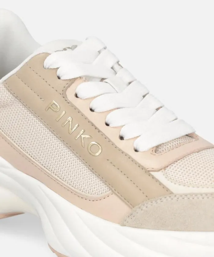 Women Sneakers Pinko Ariel Sneakers With Logo And Leather And Suede Details Nudewhite Women Sneakers Pinko Ariel Sneakers With Logo And Leather And Suede Details Nudewhite