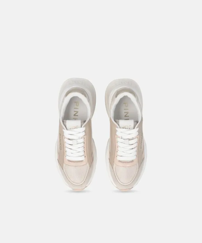 Women Sneakers Pinko Ariel Sneakers With Logo And Leather And Suede Details Nudewhite Women Sneakers Pinko Ariel Sneakers With Logo And Leather And Suede Details Nudewhite