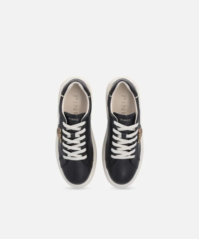 Women Sneakers Pinko Highsoled Flatform Sneakers With Metal Logo Blackplatinum Women Sneakers Pinko Highsoled Flatform Sneakers With Metal Logo Blackplatinum