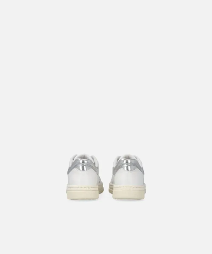 Women Sneakers Pinko Leather Sneakers With Metallic Details Whitesilver Women Sneakers Pinko Leather Sneakers With Metallic Details Whitesilver