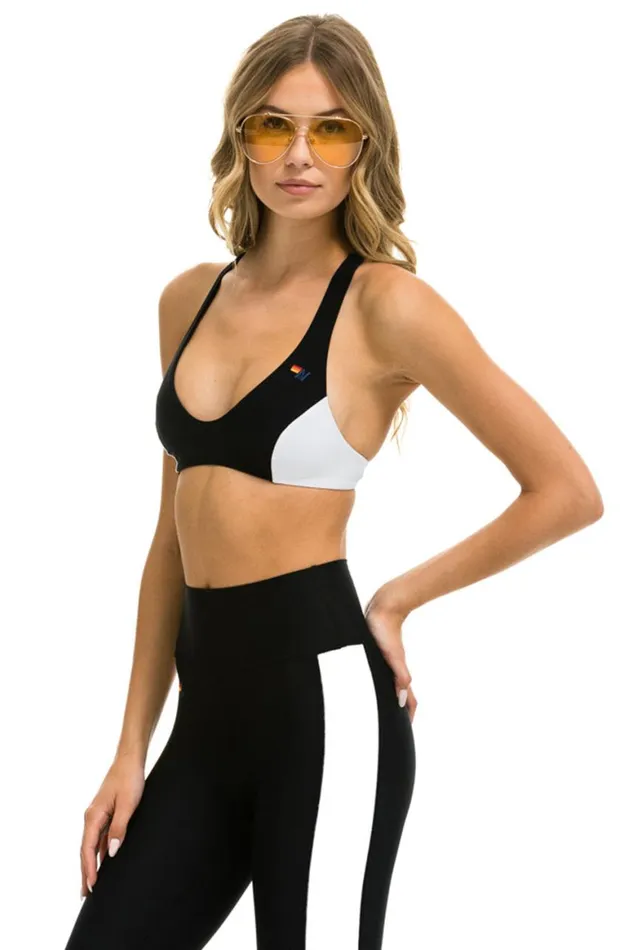 Women Sports Bras Aviator Nation Color Block Bralette Sports Bra 8211 Black