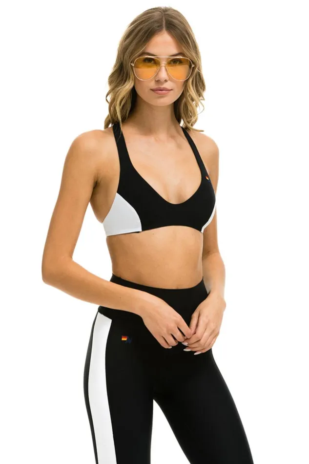 Women Sports Bras Aviator Nation Color Block Bralette Sports Bra 8211 Black