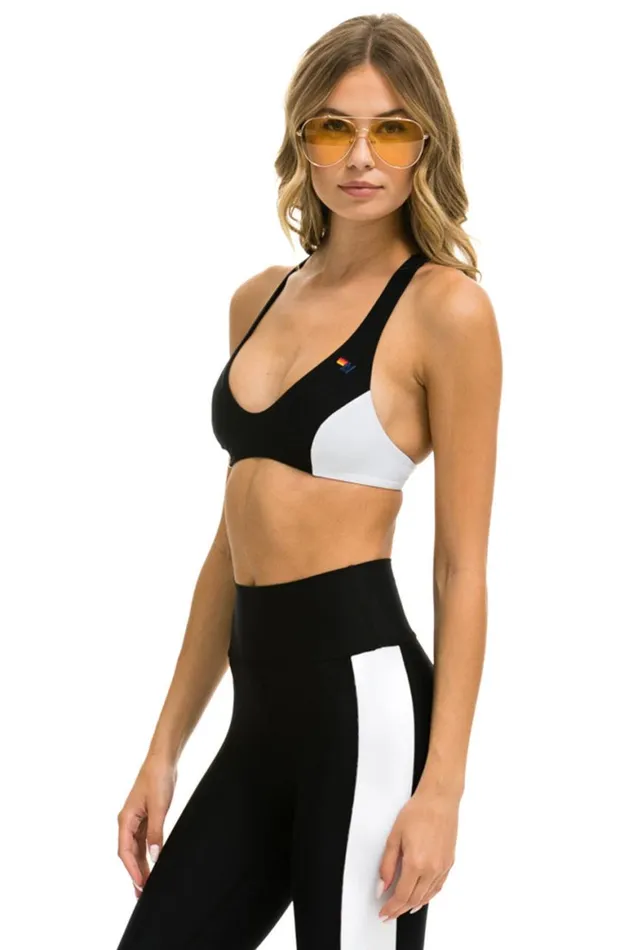 Women Sports Bras Aviator Nation Color Block Bralette Sports Bra 8211 Black