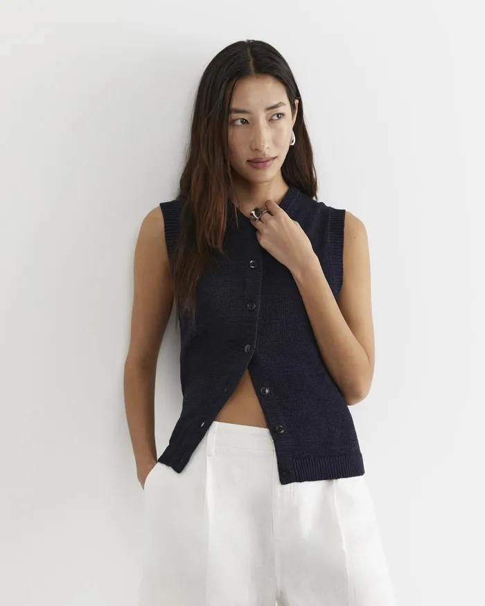 Women Sportscraft Knits and Cardigans Josie Tape Yarn Vest Navy