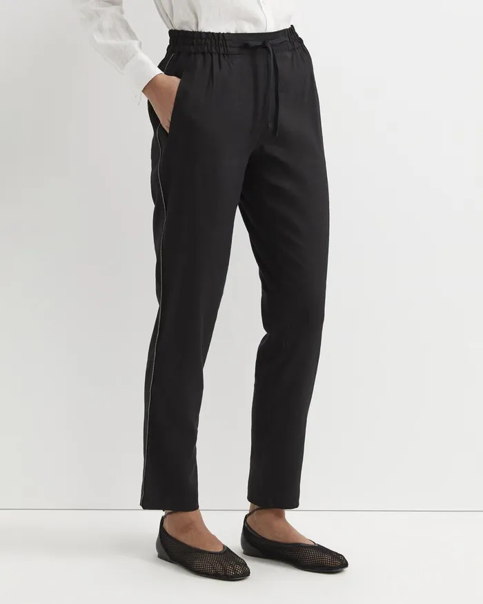 Women Sportscraft Pants Rosa Bead Trim Linen Pant Black