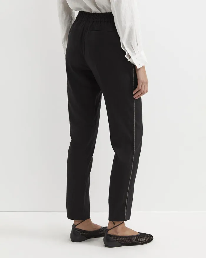 Women Sportscraft Pants Rosa Bead Trim Linen Pant Black