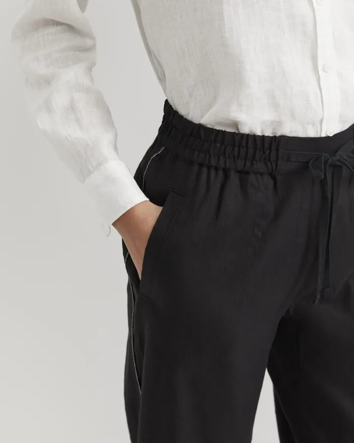 Women Sportscraft Pants Rosa Bead Trim Linen Pant Black