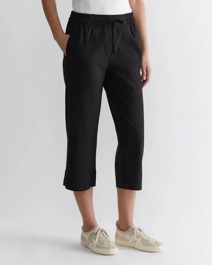 Women Sportscraft Pants Rosa Crop Linen Pant Black