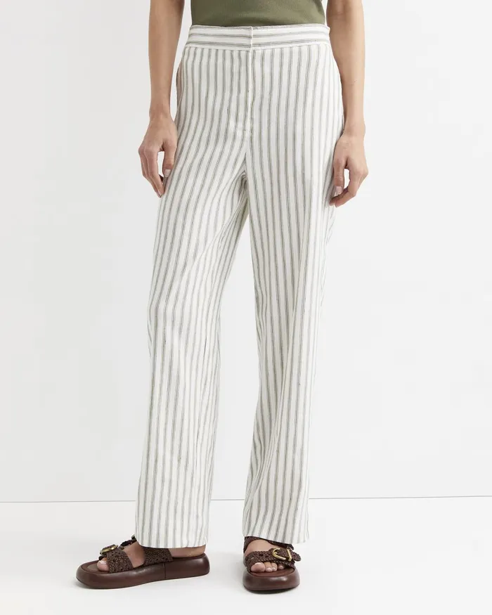 Women Sportscraft Pants Rosa Wide Leg Linen Pant Whitekhaki