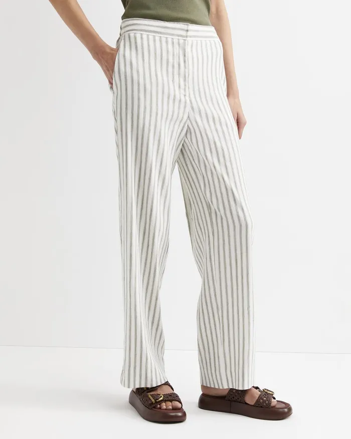 Women Sportscraft Pants Rosa Wide Leg Linen Pant Whitekhaki