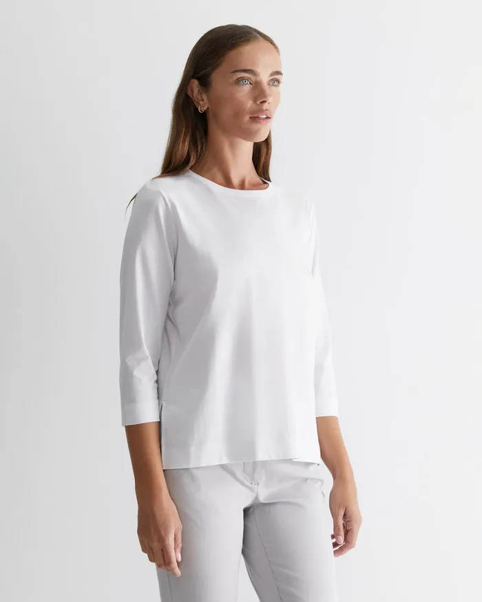 Women Sportscraft Tops and Tees Cotton Crew 3 Quarter Sleeve TShirt White
