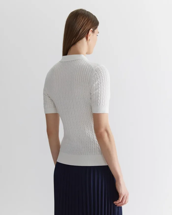 Women Sportscraft Tops and Tees Elka Cable Polo White