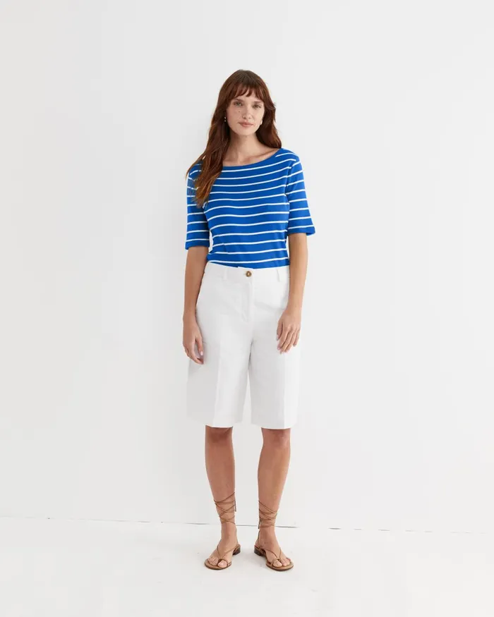 Women Sportscraft Tops and Tees Heidi Boat Neck Half Sleeve Tee Bluewhite