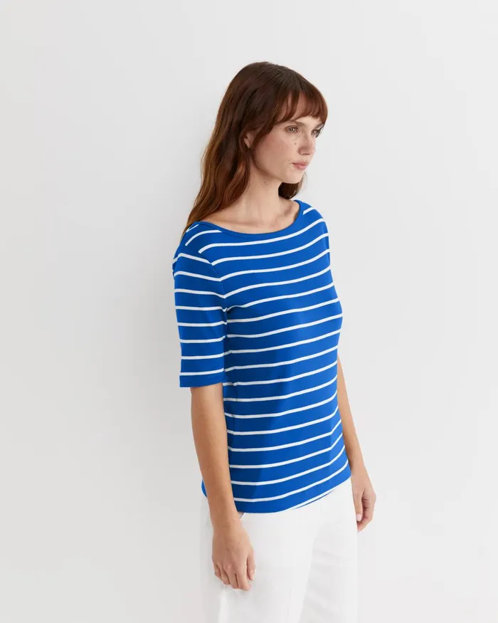 Women Sportscraft Tops and Tees Heidi Boat Neck Half Sleeve Tee Bluewhite