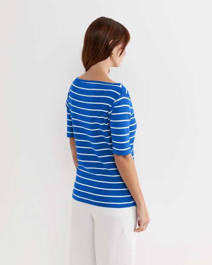 Women Sportscraft Tops and Tees Heidi Boat Neck Half Sleeve Tee Bluewhite