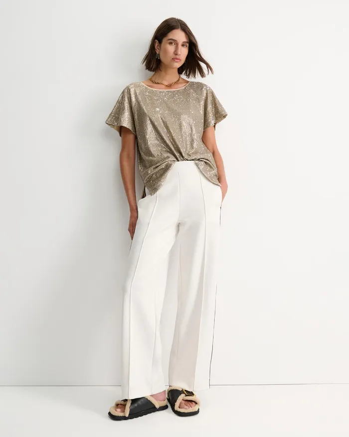 Women Sportscraft Tops and Tees Sammi Sequin Short Sleeve Top Gold