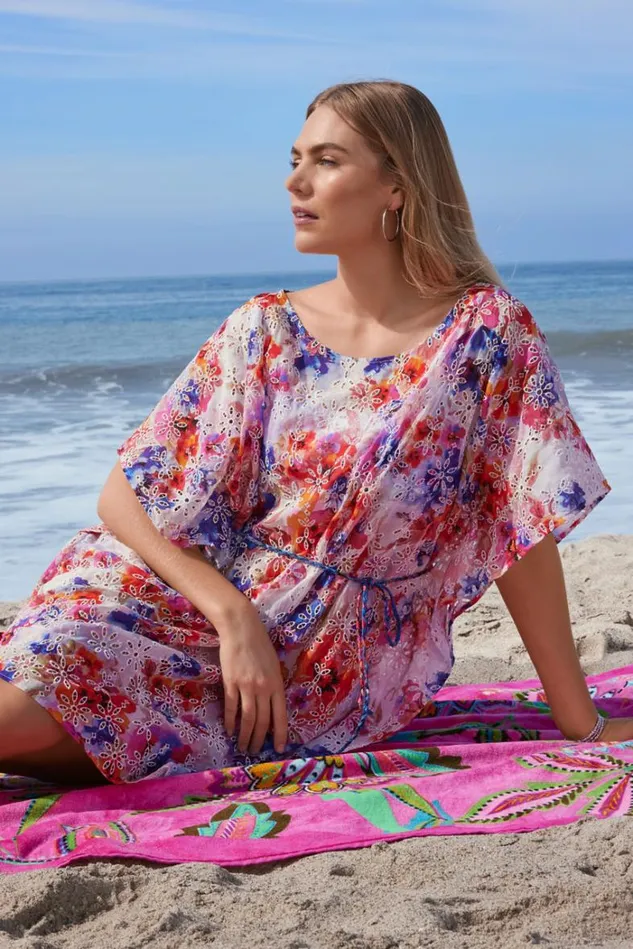 Women SUMMER DAYS EYELET DRESS WITH BRAIDED TIE Summer Days Johnny Was Swim and Resort Women SUMMER DAYS EYELET DRESS WITH BRAIDED TIE Summer Days Johnny Was Swim and Resort