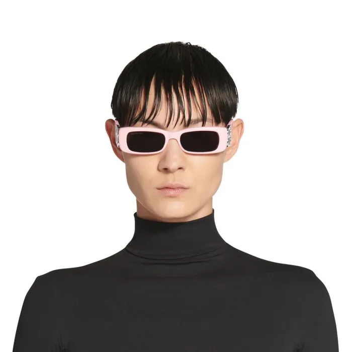 Women Sunglasses Balenciaga Dynasty Rectangle Sunglasses In Pink