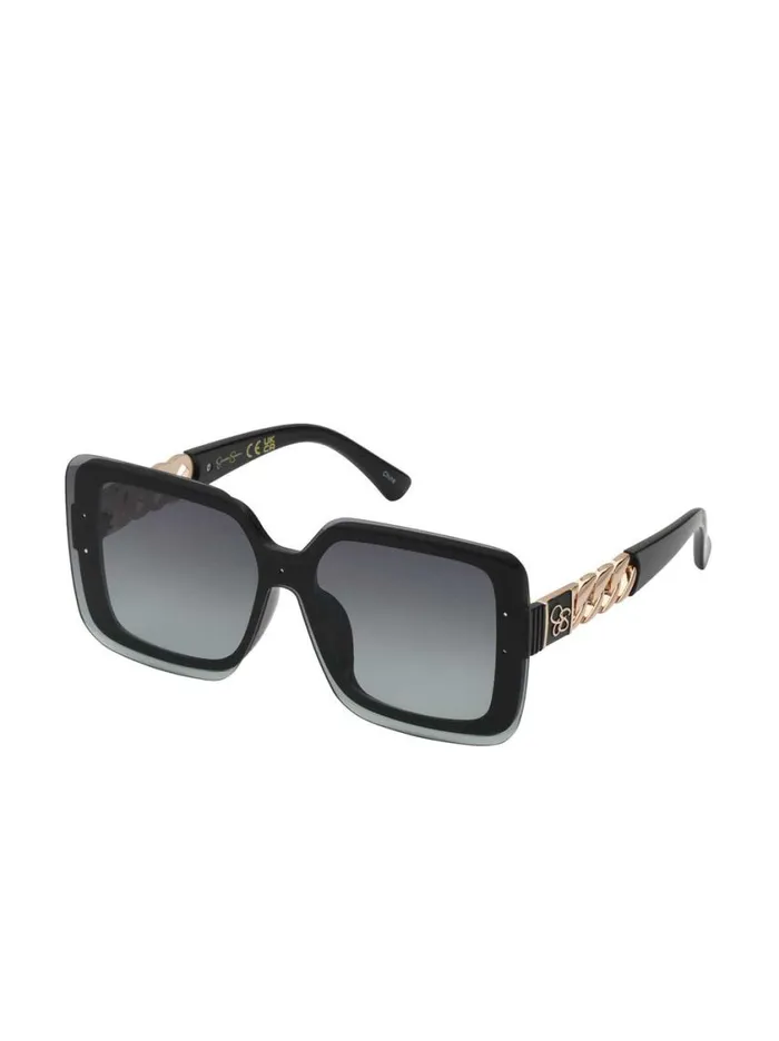 Women Sunglasses Jessica Simpson Glamorous Square Shield Sunglasses In Black