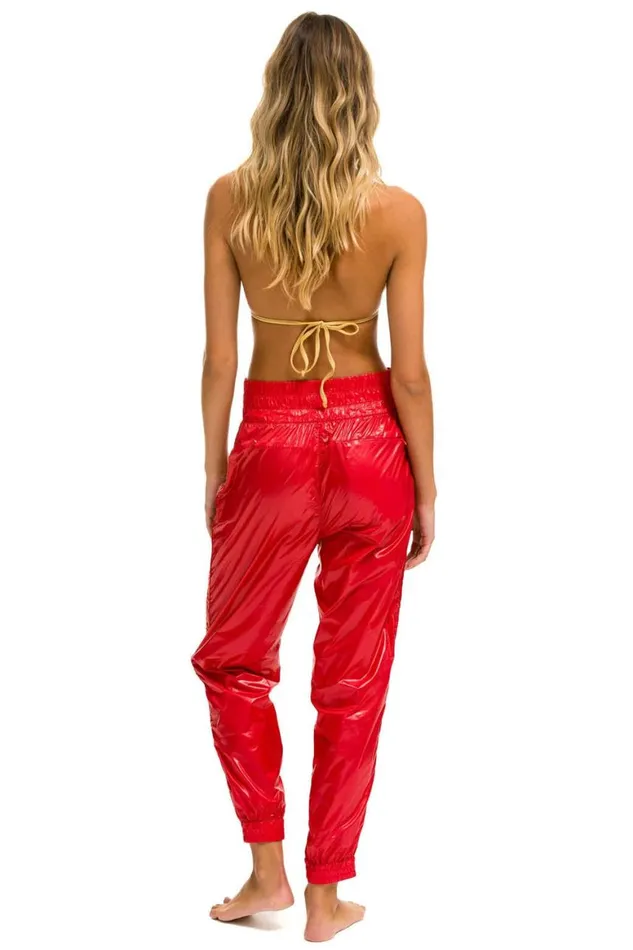 Women Sweatpants Aviator Nation 5 Stripe Hi Rise Wind Pant 8211 Cherry