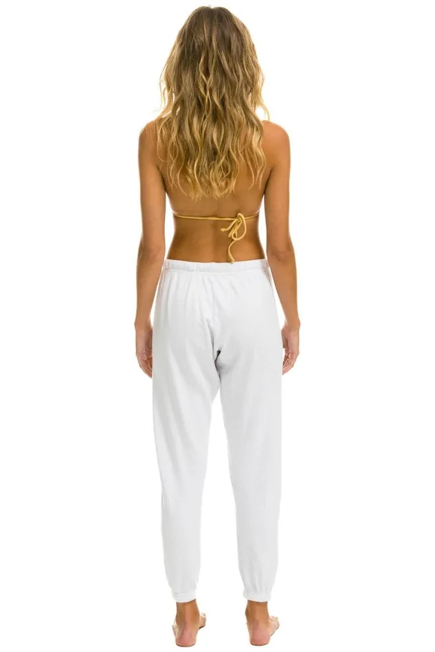 Women Sweatpants Aviator Nation 5 Stripe Sweatpants 8211 White Neon Rainbow Stripes