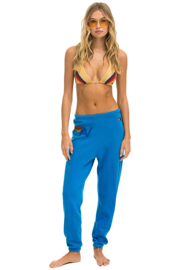 Women Sweatpants Aviator Nation Logo Sweatpants 8211 Ocean