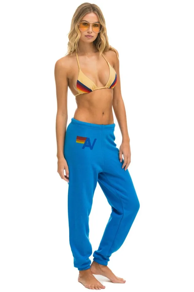 Women Sweatpants Aviator Nation Logo Sweatpants 8211 Ocean