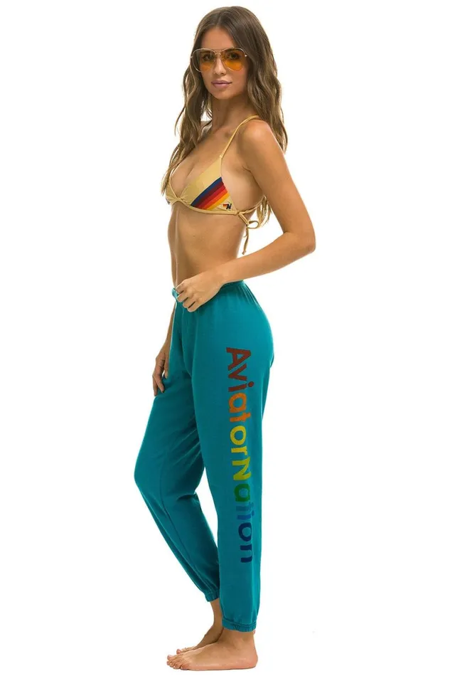 Women Sweatpants Aviator Nation Malibu Sweatpants 8211 Teal
