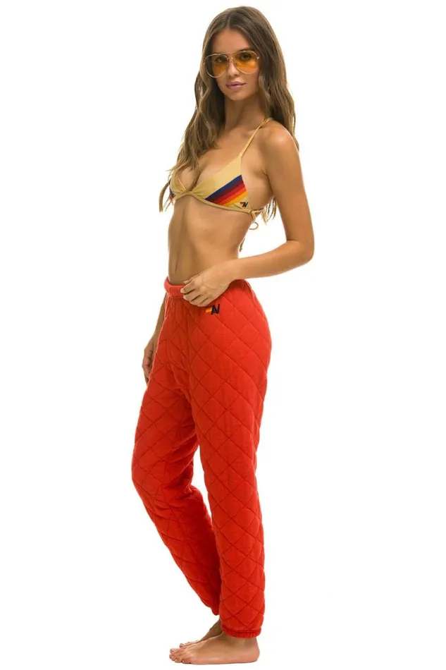 Women Sweatpants Aviator Nation Quilted Sweatpants 8211 Red