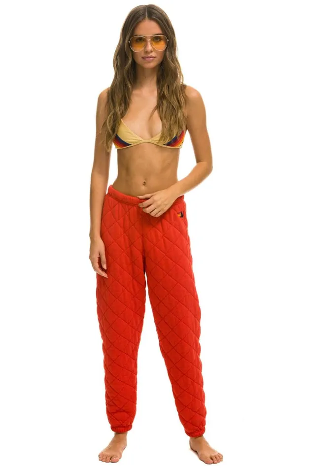 Women Sweatpants Aviator Nation Quilted Sweatpants 8211 Red