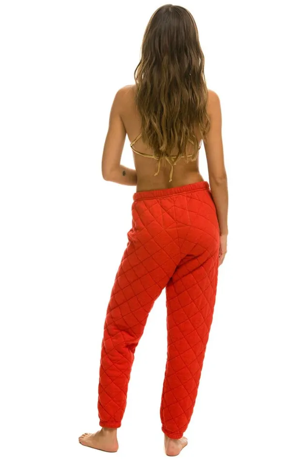 Women Sweatpants Aviator Nation Quilted Sweatpants 8211 Red