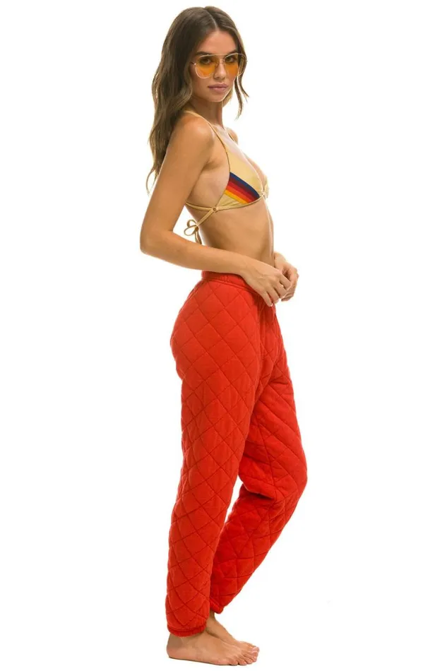 Women Sweatpants Aviator Nation Quilted Sweatpants 8211 Red