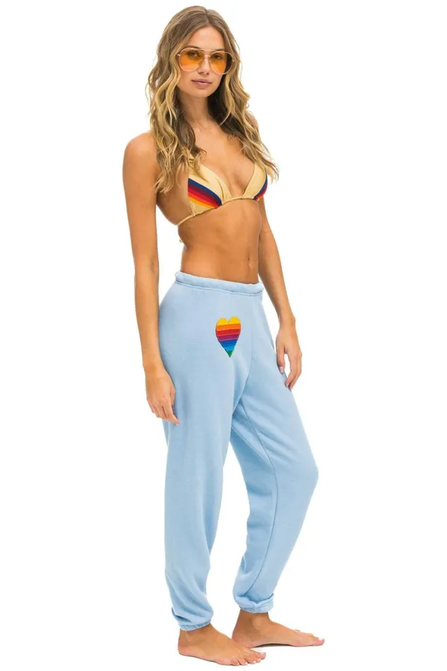 Women Sweatpants Aviator Nation Rainbow Heart Stitch Sweatpants 8211 Ice