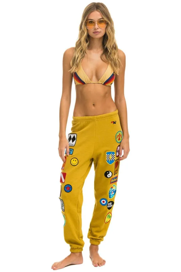 Women Sweatpants Aviator Nation Vintage Patch Sweatpants 8211 Khaki