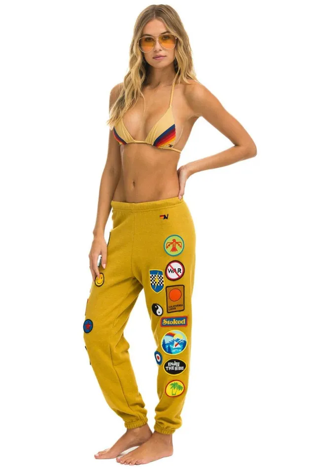 Women Sweatpants Aviator Nation Vintage Patch Sweatpants 8211 Khaki