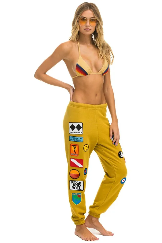 Women Sweatpants Aviator Nation Vintage Patch Sweatpants 8211 Khaki