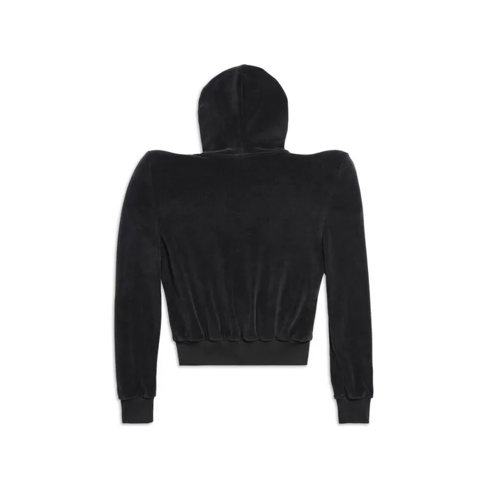 Women Sweatshirts and Hoodies Balenciaga Round Shoulder Zipup Hoodie Small Fit In Black