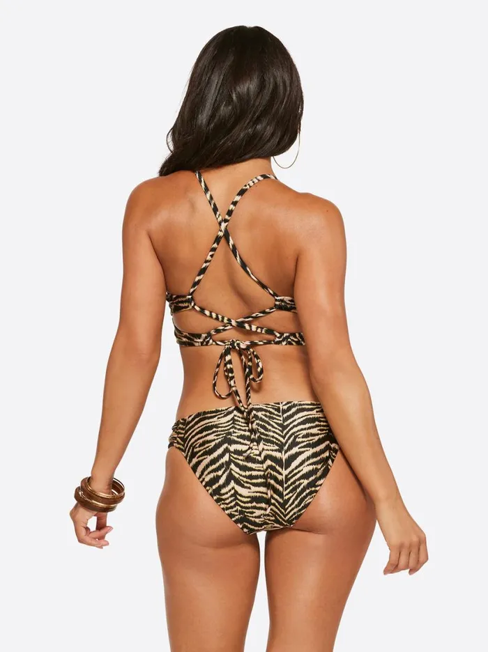 Women Swim Jessica Simpson Eazy Zebra Twist Front Cami In Black Multi