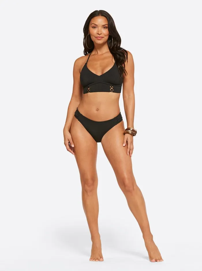 Women Swim Jessica Simpson Textured Solids Cropped Cami In Black