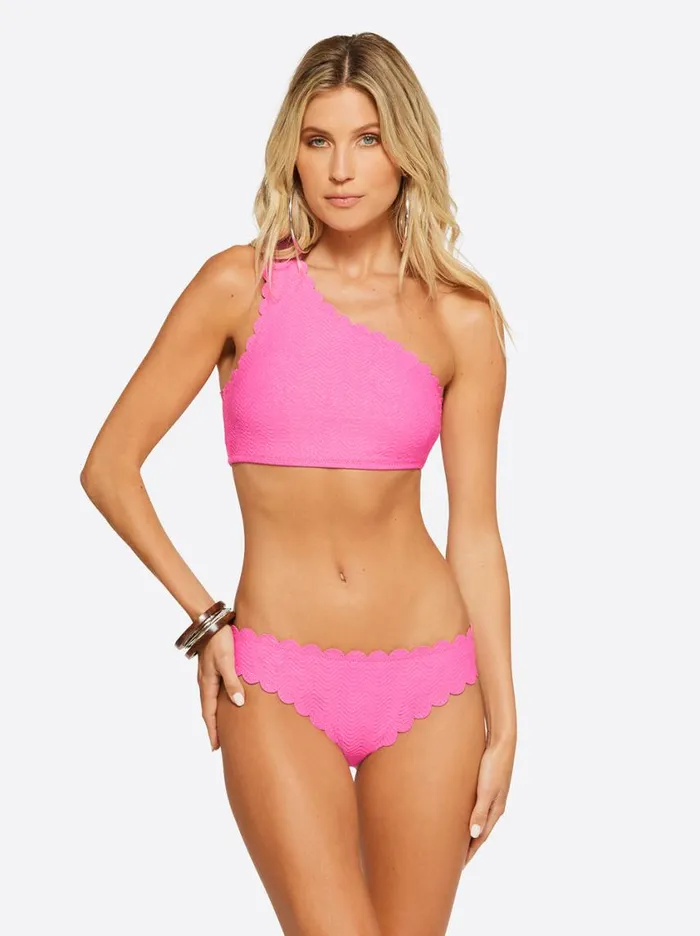 Women Swim Jessica Simpson Under The Sea One Shoulder Top In Pink Parfait
