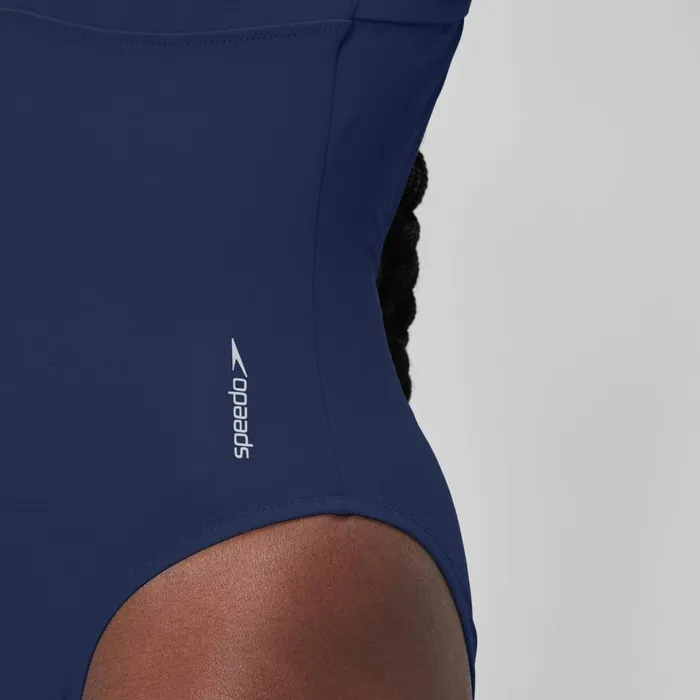 Women Swimming Costumes Speedo Women039s Solid Highneck Swimsuit Blue