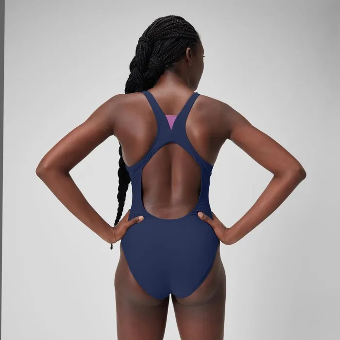 Women Swimming Costumes Speedo Women039s Solid Highneck Swimsuit Blue