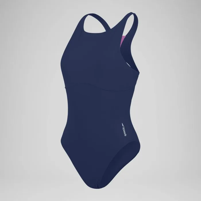 Women Swimming Costumes Speedo Women039s Solid Highneck Swimsuit Blue